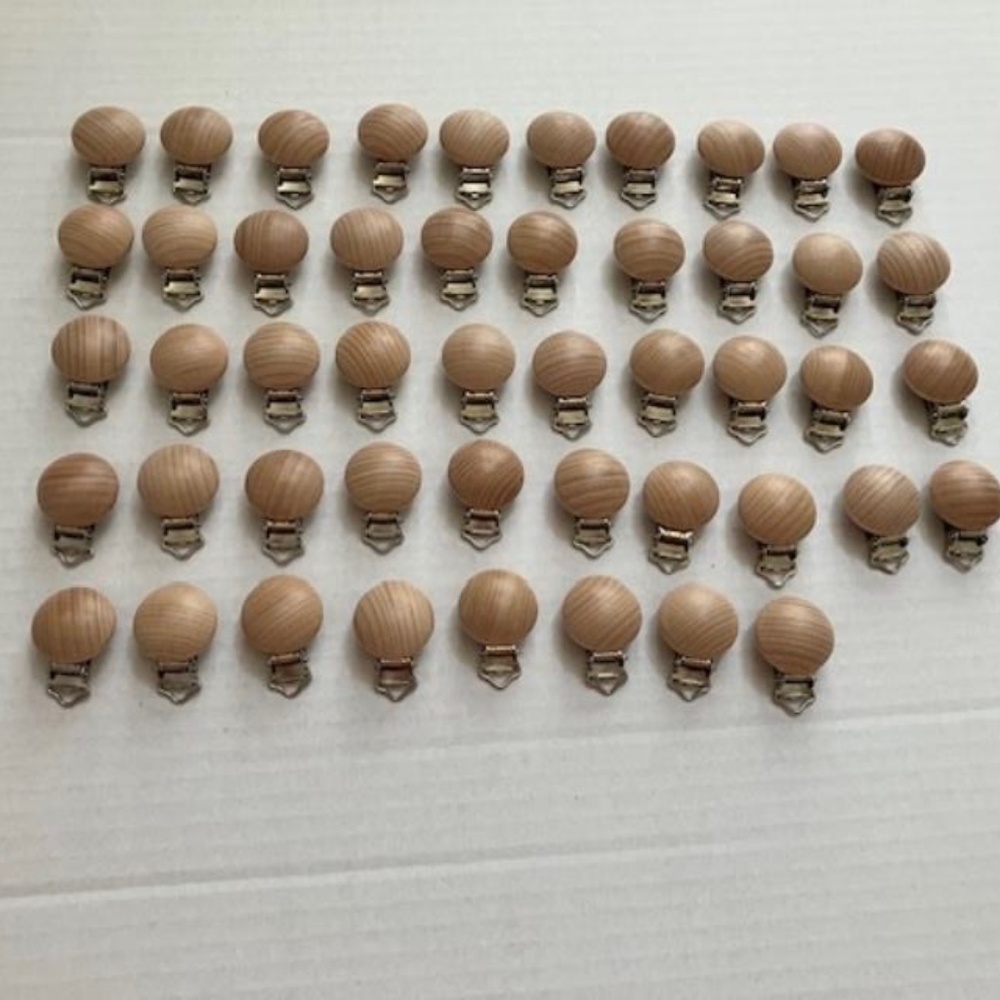 48 Pieces Round Wood Pacifier Clips